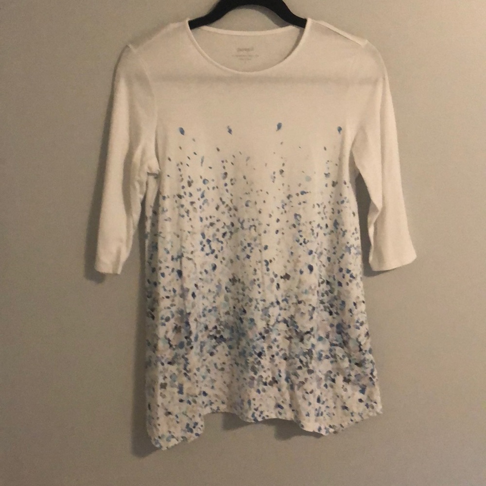 PJ dipped hem print tee